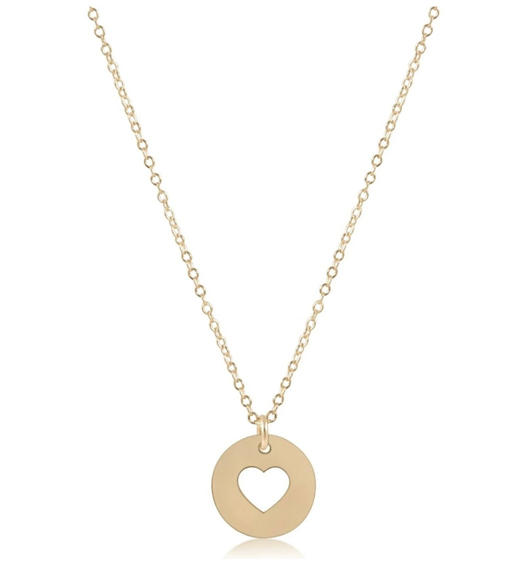 16” Necklace Gold- Love Gold Disc